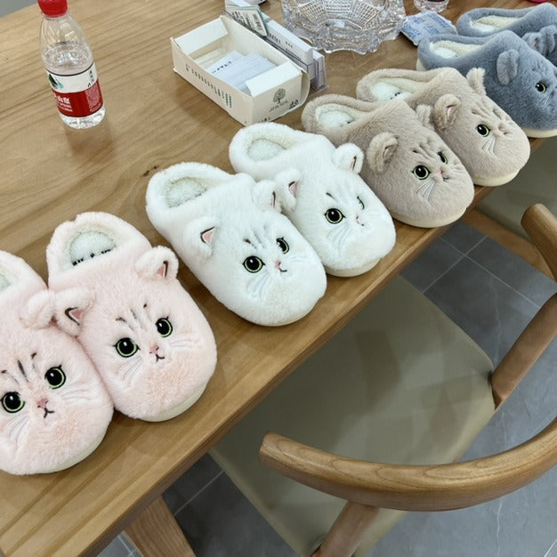 Cute Cat Plush Slippers